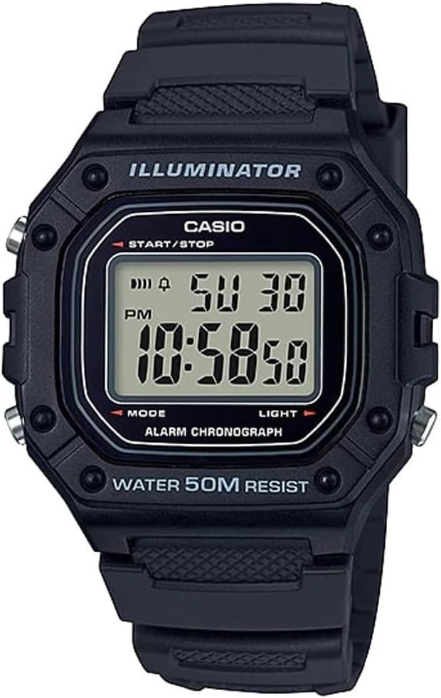 HOTCasio W218H Series | Men’s Digital Watch | 50M WR | 1/100 Second Stopwatch | 100 SEC Chronograph | LED Backlight | Countdown Timer | Daily Alarm | Hourly Time Signal | 7 Year Battery