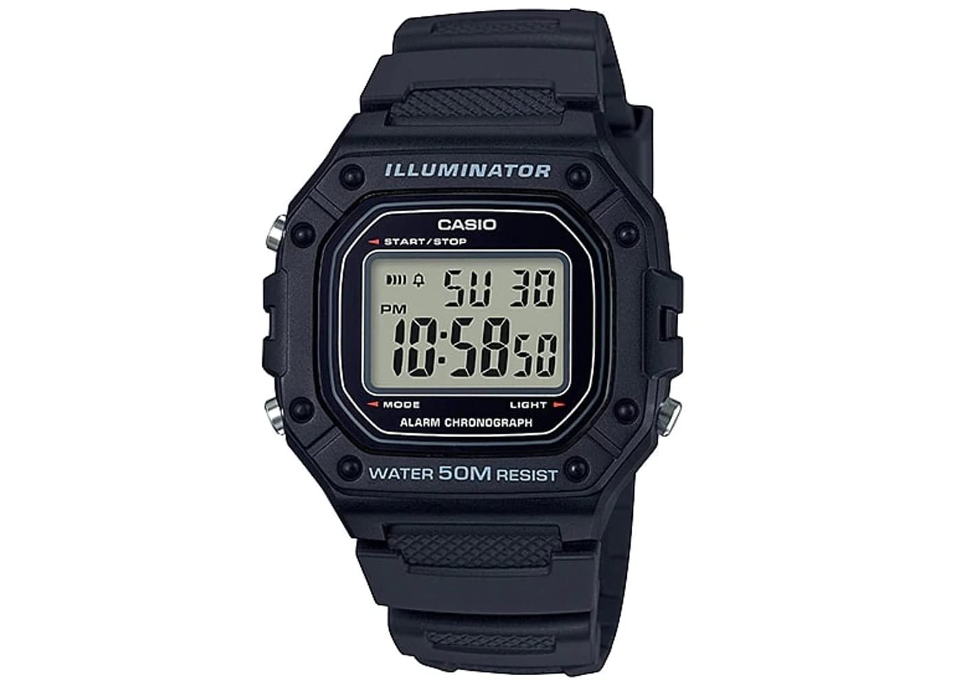 HOTCasio W218H Series | Men’s Digital Watch | 50M WR | 1/100 Second Stopwatch | 100 SEC Chronograph | LED Backlight | Countdown Timer | Daily Alarm | Hourly Time Signal | 7 Year Battery