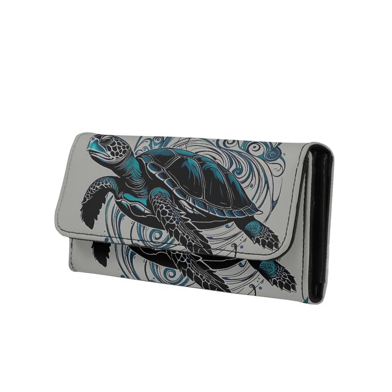 HOTNovelty Jeans Print Womens Wallets Leather Clutch, Vintage Denim Block Patch Design Long Wallet for Women Blue Credit Card Holder with Coin Purse ID Window