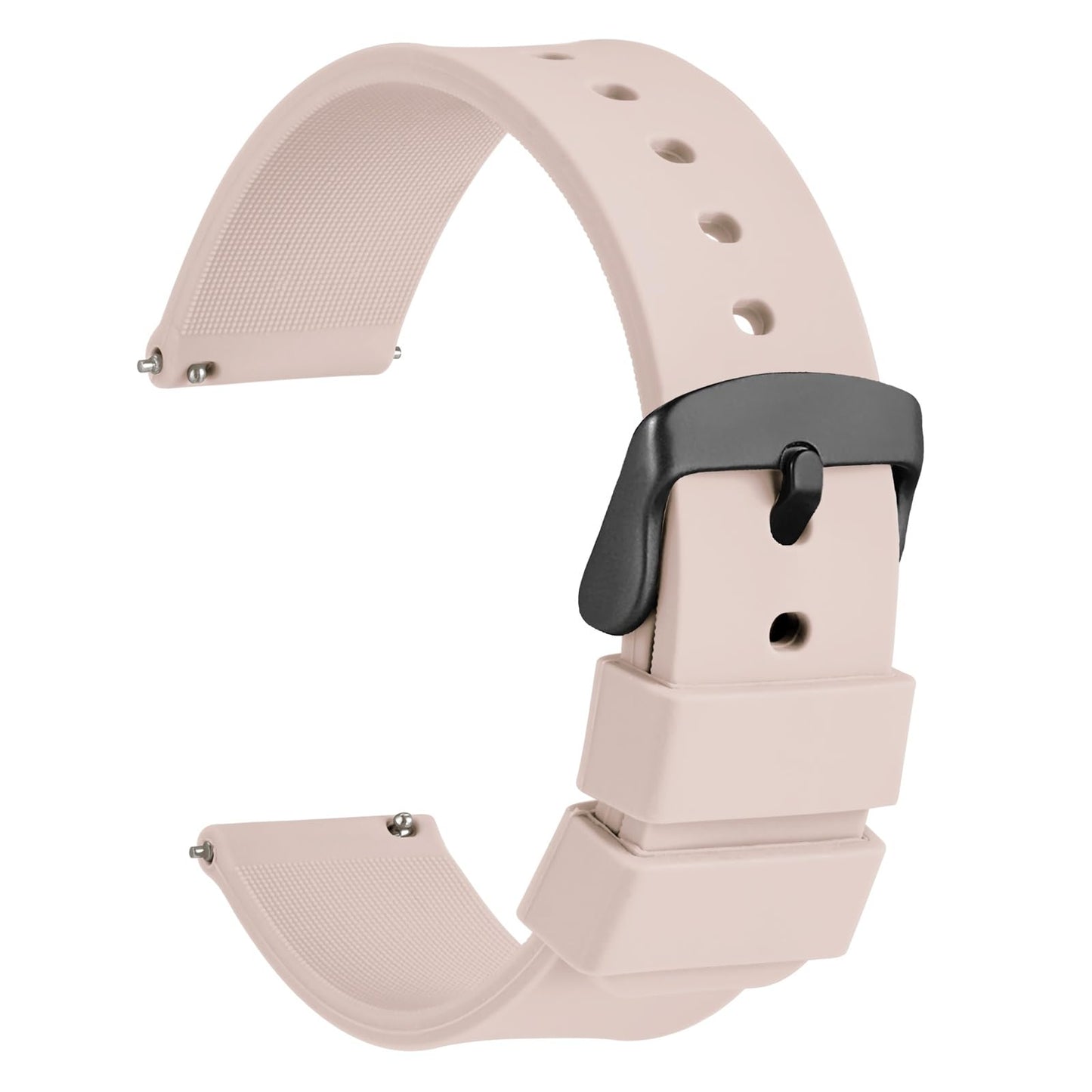 HOTWOCCI 20mm Silicone Watch Band, Quick Release Rubber Replacement Strap with Black Stainless Steel Buckle (Black)