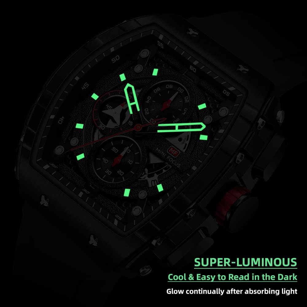 HOTMini Focus Men's Watch Fashion Sport Wrist Watches (Chronograph/Waterproof/Luminous/Calendar) Silicon Strap Quartz Watches for Men