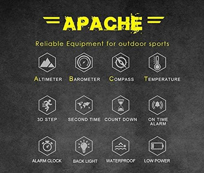 HOTNorth Edge Apache Tactical Sports Watches for Men , Outdoor Survival Military Compass Rock Solid Digital Watches with Durable Band, Steps Tracker Pedometer Calories (Green)…