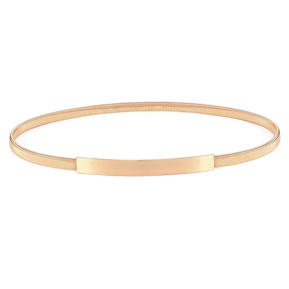 HOTVONMELLI Skinny Metal Cinch Belt for Dress Stretch Thin Waist Belt for Women Gold/Silver