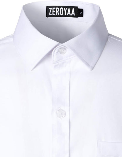 HOTZEROYAA Men's Urban Stylish Casual Business Slim Fit Long Sleeve Button Up Dress Shirt with Pocket