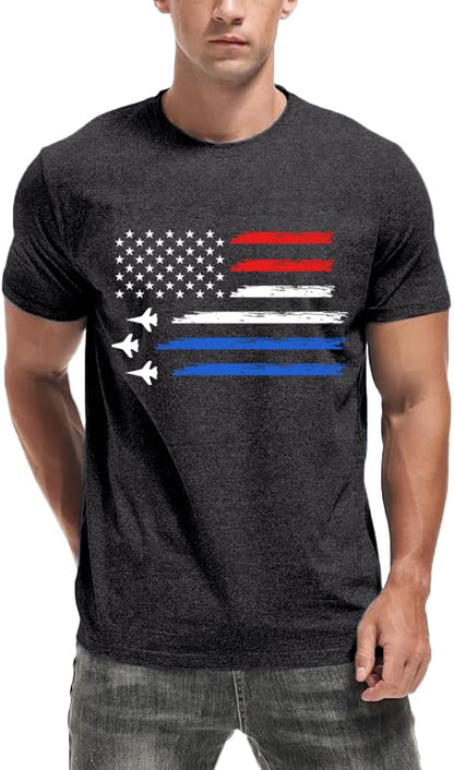 HOTMens Air Force Patriotic Shirts American Flag T-Shirt 4th of July Short Sleeve USA Memorial Day Tee Tops
