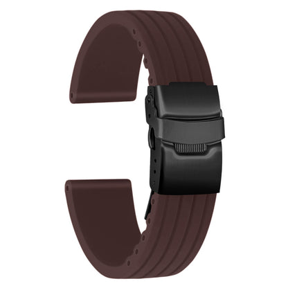HOTSilicone Watch Strap Replacement Rubber Watch Band Waterproof Stripe Pattern - 14mm, 16mm, 18mm, 20mm, 22mm, 24mm Watch Bracelet with Stainless Steel Deployment Black Buckle