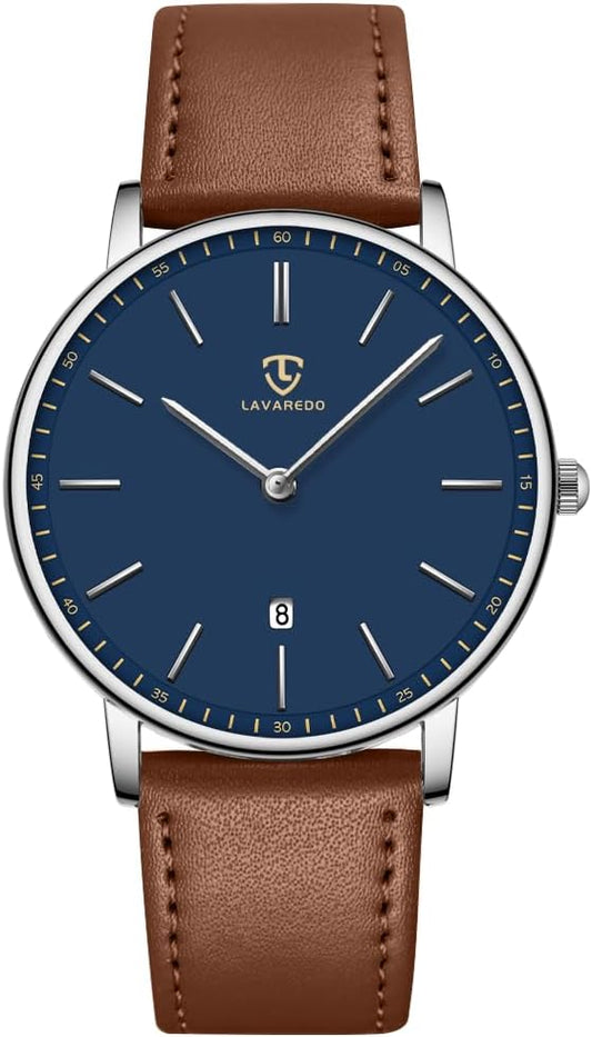 HOTBEN NEVIS Watch, Mens Watch, Minimalist Fashion Simple Wrist Watch Analog Date with Leather Strap