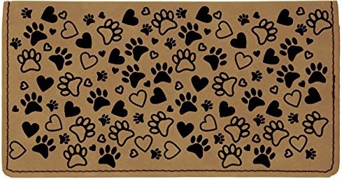 HOTCAROUSELCHECKS Paw Prints Laser Engraved Leatherette Checkbook Cover