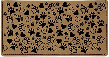 HOTCAROUSELCHECKS Paw Prints Laser Engraved Leatherette Checkbook Cover