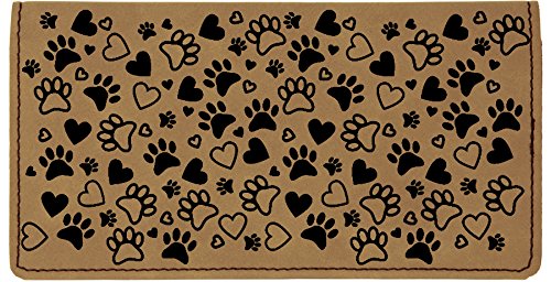 HOTCAROUSELCHECKS Paw Prints Laser Engraved Leatherette Checkbook Cover