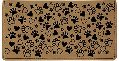 HOTCAROUSELCHECKS Paw Prints Laser Engraved Leatherette Checkbook Cover