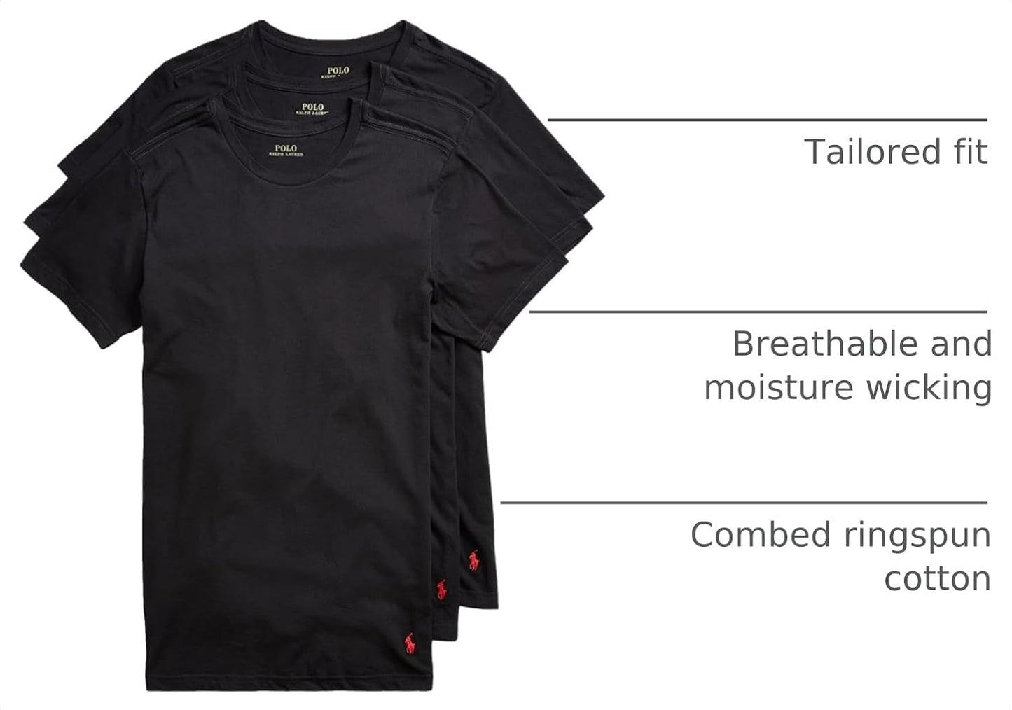 HOTPolo Ralph Lauren Underwear Men's Slim Fit Cotton Crew Tee 3 Pack