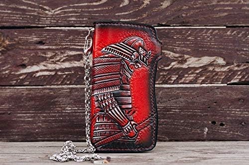 HOTMen's 3D Genuine Leather Wallet, Long wallet, Biker wallet, Hand-Carved, Hand-Painted, Leather Carving, Custom wallet, Personalized wallet, Samurai, Katana, Shogun, Japan Emperor, Skull, Skeleton