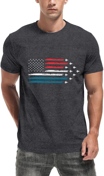 HOTMens Air Force Patriotic Shirts American Flag T-Shirt 4th of July Short Sleeve USA Memorial Day Tee Tops