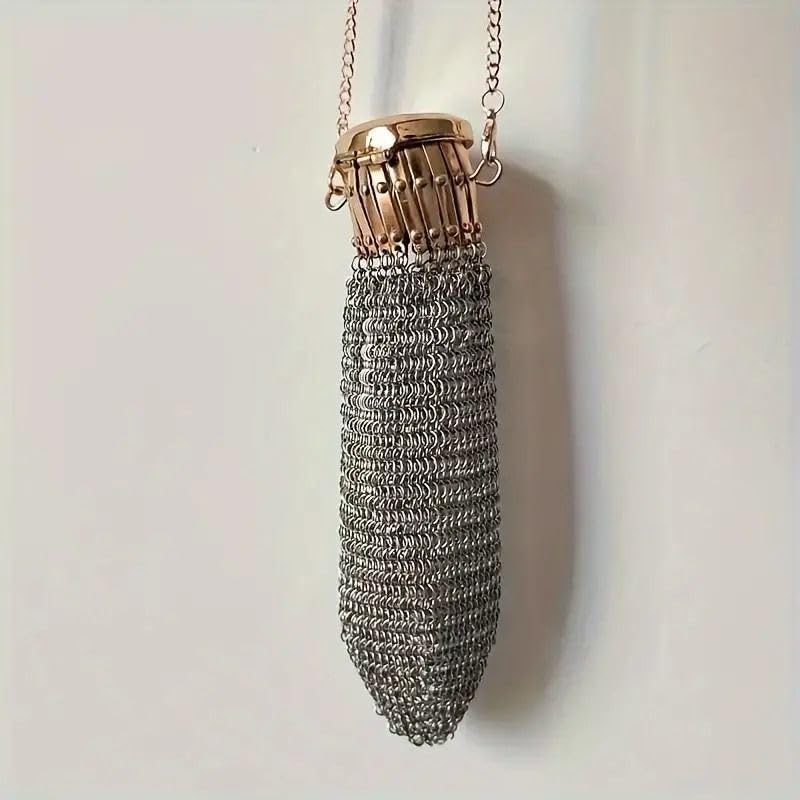 HOT1920s Vintage British Coin Purse Handcrafted Chainmail Metal Mini Pendant, Retro Nostalgic Coin Holder ClassicAntique Style Accessory for Coins Jewelry