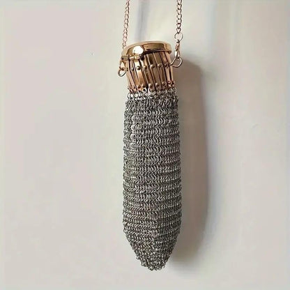 HOT1920s Vintage British Coin Purse Handcrafted Chainmail Metal Mini Pendant, Retro Nostalgic Coin Holder ClassicAntique Style Accessory for Coins Jewelry