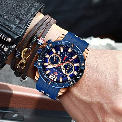 HOTMF MINI FOCUS Men Watches Unique Casual Wrist Watches (Chronograph/Waterproof/Luminous/Calendar/24 Hours) Silicon Band Fashion Watches for Men