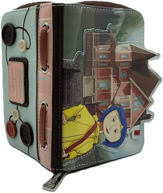 HOTLoungefly Coraline Garden Party Zip-Around Wallet – Officially Licensed, Faux Leather, Embroidered Details, Multiple Card Slots