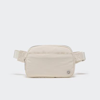 HOTPander Everywhere Belt Bag for Women, 5 Zipper Pockets Nylon Crossbody Fanny Pack Purse (White Opal)