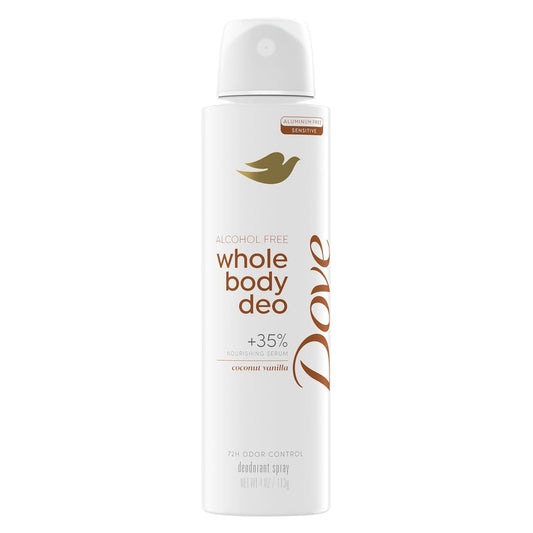 HOTDove Whole Body Deodorant Spray for Women, Alcohol Free, Scent: Coconut Vanilla, 4 oz