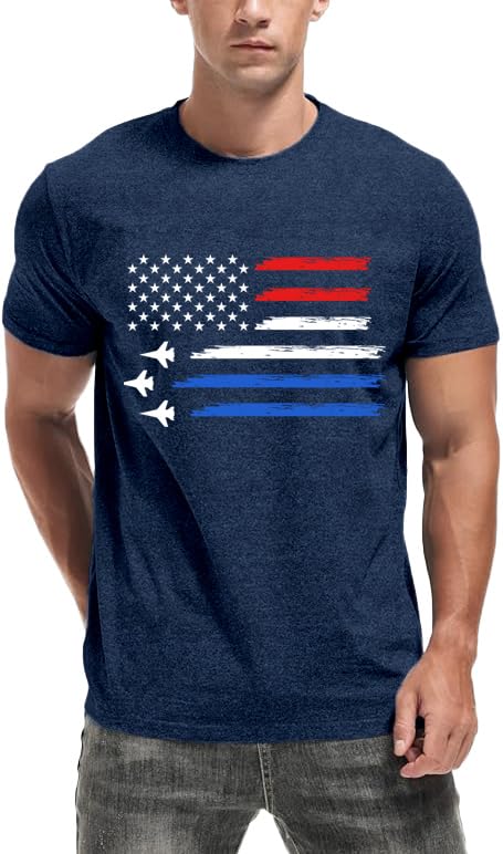 HOTMens Air Force Patriotic Shirts American Flag T-Shirt 4th of July Short Sleeve USA Memorial Day Tee Tops