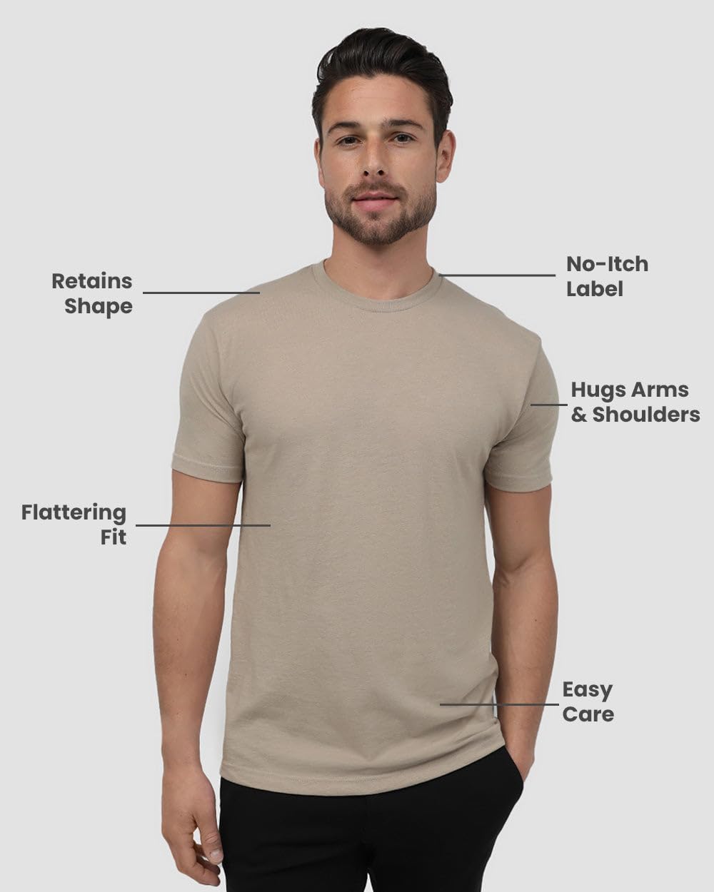 HOTMens T Shirts Soft Cotton Crew Neck Athletic Fit Casual Tees S-4XL | Soft cotton blend casual tee shirts with 4-way stretch - tag-free athletic fit for gym, work & casual wear. A go-to gift.