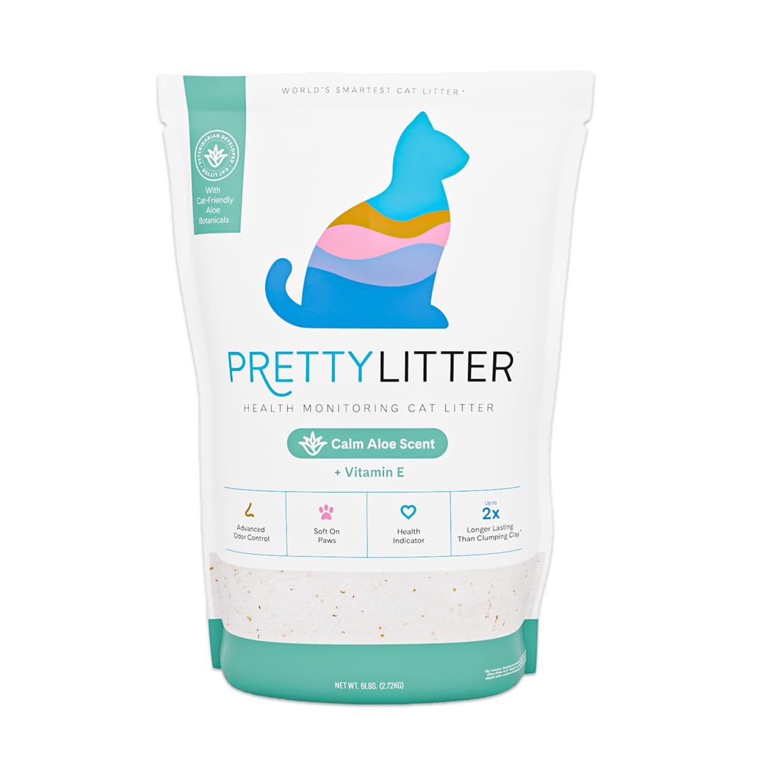 HOTPrettyLitter Health Monitoring Cat Litter (Unscented, Non Clumping) | Lightweight & Low Tracking, Color Changing Silica Gel Crystals, Advanced Odor Control — 6 Lbs, Pack of 2 (Up to 2 Month Supply)