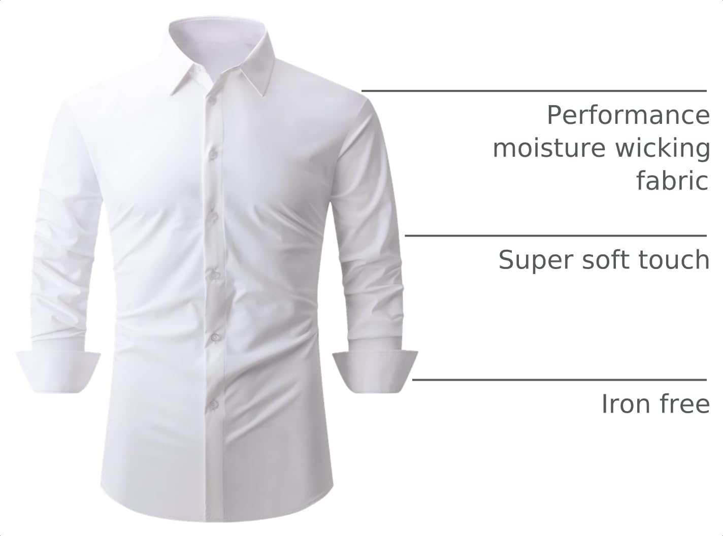 HOTSAMERM Mens Dress Shirt Stretch Wrinkle Free Casual Button Down Shirts | 4-Way Stretch & Moisture Wicking Performance Shirt for Business, Wedding, Work, Church, Easy Care Lightweight & Breathable