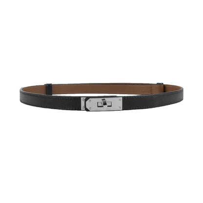 HOTFENLDY Adjustable Thin Belts For Womens Skinny Belts For Dresses Womens Solid Color Alloy Turn Lock Belts For Jeans