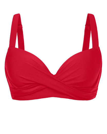 HOTWomen Underwire Bikini Top - Bra Padded Push Up Swimsuit Top | Twist Front Design, Wide Adjustable Straps,Unremovable Cups for Fixed Lift,Full Lining,3-gear Adjustable Hook Closure