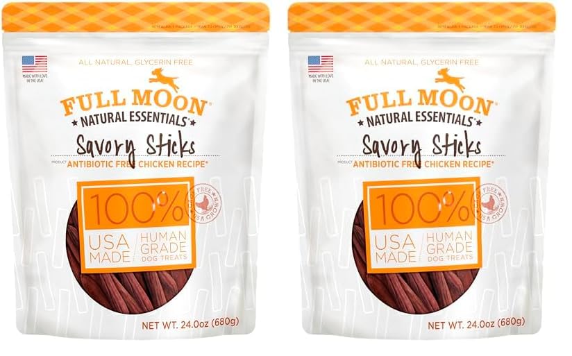 HOTFull Moon All Natural Human Grade Dog Treats, Essential Beef Savory Sticks, 22 Ounce, 1.375 Pound (Pack of 1)