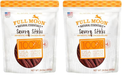 HOTFull Moon All Natural Human Grade Dog Treats, Essential Beef Savory Sticks, 22 Ounce, 1.375 Pound (Pack of 1)