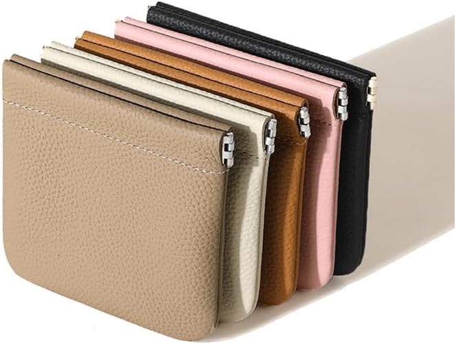 HOTLeather Coin Purse Pouch with Magnetic Closure Lipstick Organizer, Change Purse for Women/Men Keys Storage Pouch (black-S)