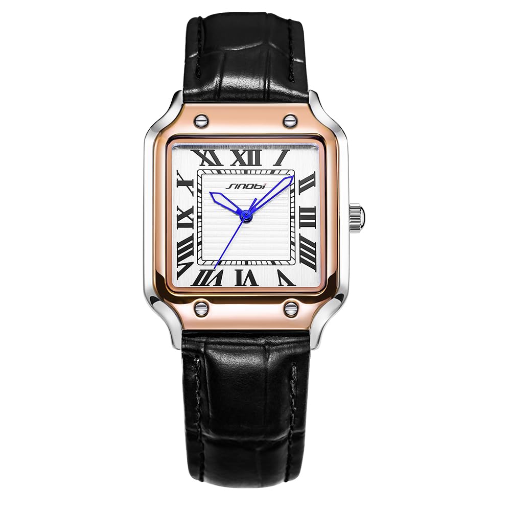 HOTSINOBI Classic Square Watches for Men with Roman Numerals | Casual Watch