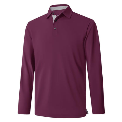 HOTMens Golf Shirt Short and Long Sleeve Moisture Wicking Dry Fit Performance Solid Casual Pique Golf Polo Shirts for Men