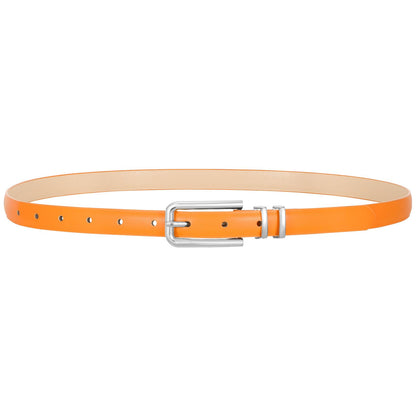 HOTVONMELLI Women Skinny Leather Belt Thin Waist Belt for Women Jeans Dress Fashion Ladies Belt with Gold Buckle