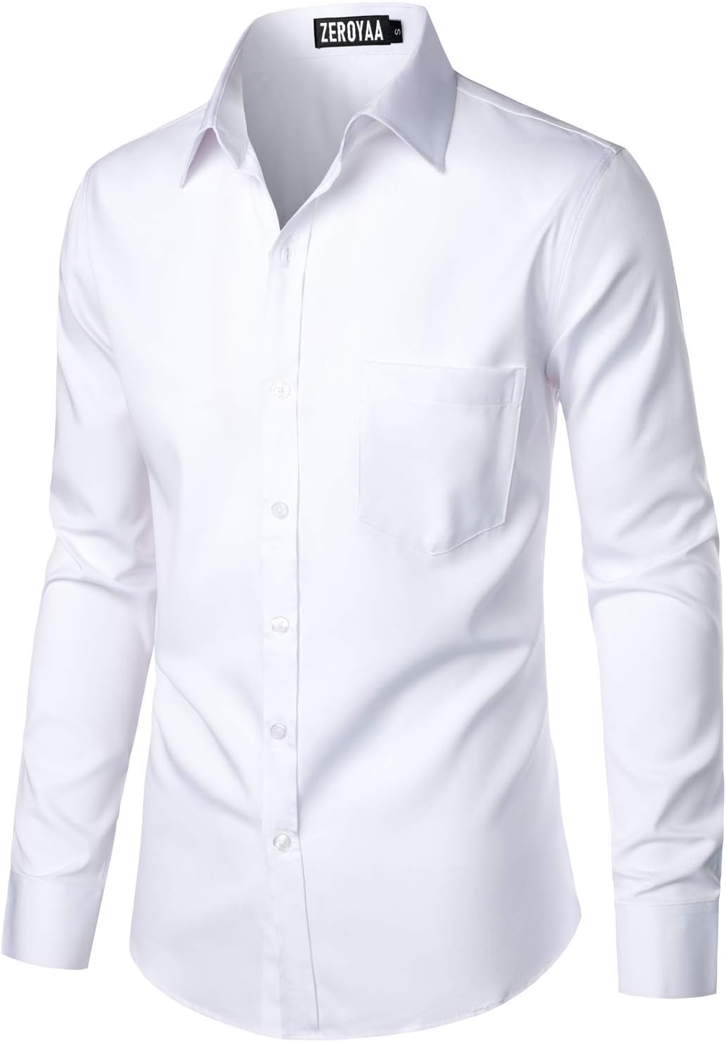 HOTZEROYAA Men's Urban Stylish Casual Business Slim Fit Long Sleeve Button Up Dress Shirt with Pocket