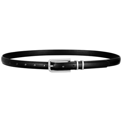 HOTVONMELLI Women Skinny Leather Belt Thin Waist Belt for Women Jeans Dress Fashion Ladies Belt with Gold Buckle