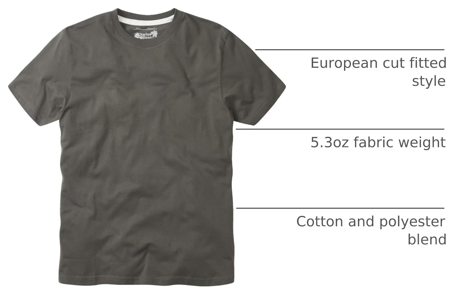 HOTCharles Wilson Men's 5 Pack Crew Neck T-Shirt