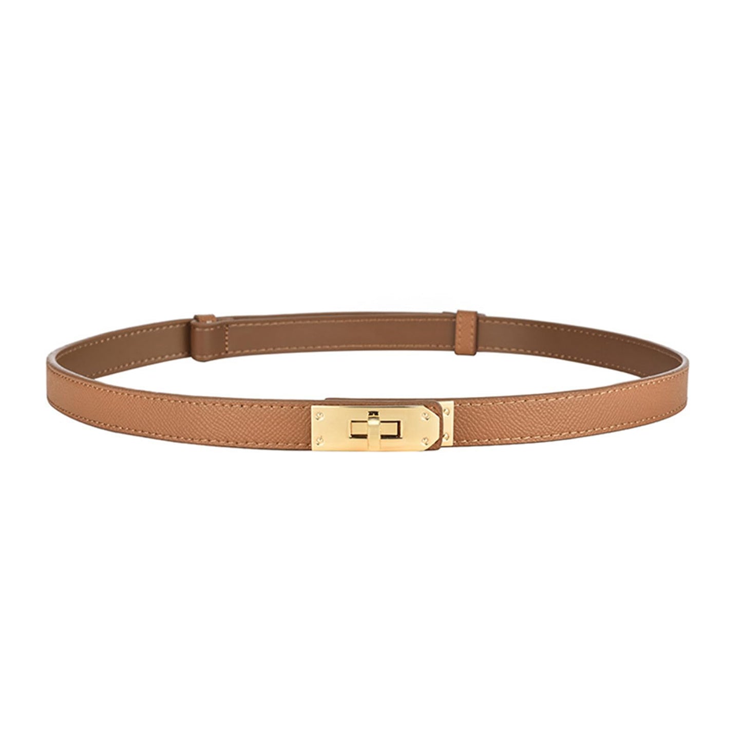 HOTFENLDY Adjustable Thin Belts For Womens Skinny Belts For Dresses Womens Solid Color Alloy Turn Lock Belts For Jeans