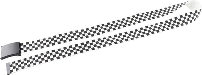 HOTClassic Checkered Canvas Belt, 43" Adjustable Length, Black and White Grid Strap with Military Style Metal Buckle, Cut to Size Punk Rock Flip Top Casual Belt for Daily Fashion Outfit Decoration