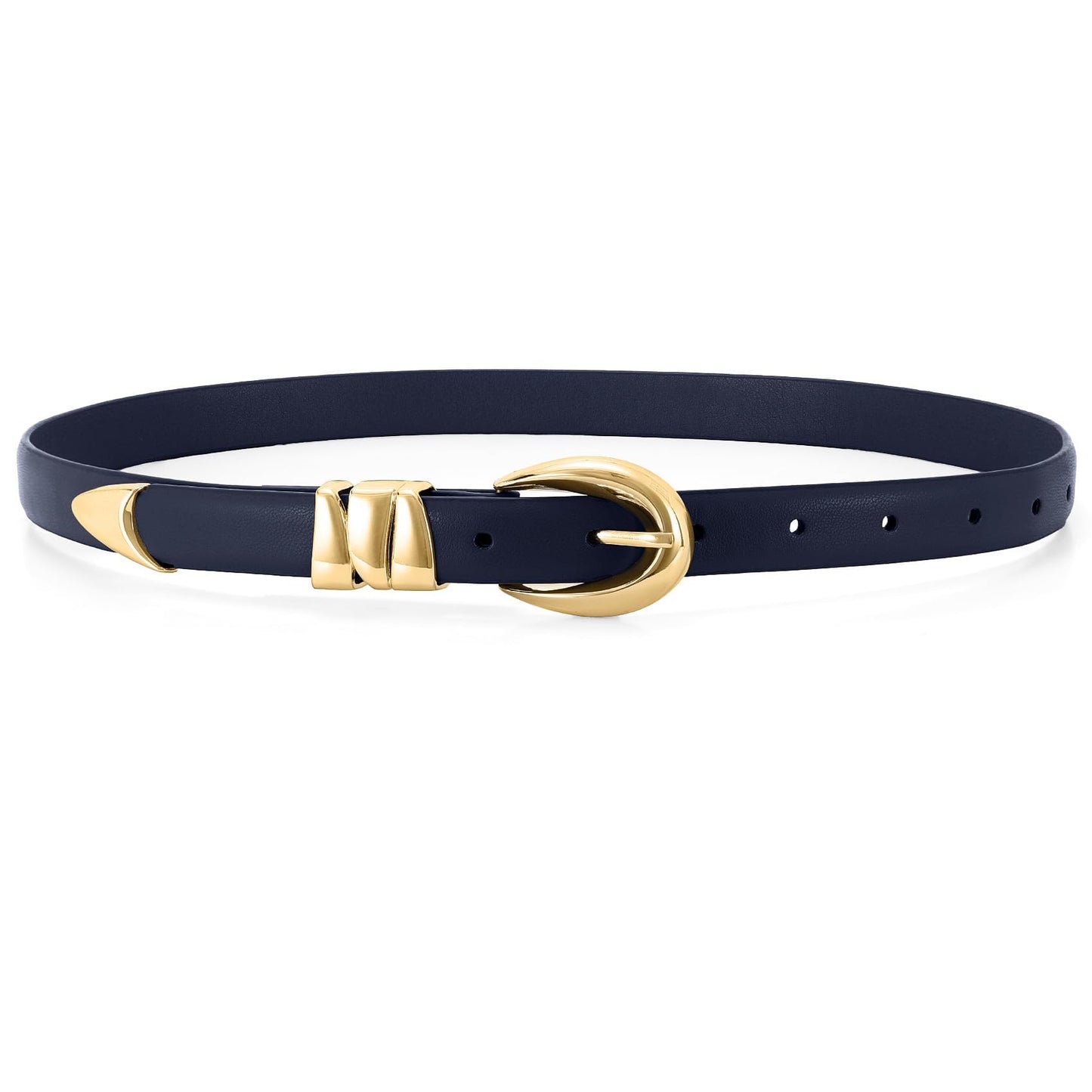 HOTWHIPPY Women Skinny Leather Belt for Jeans Pants Dresses Ladies Fashion Waist Belt with Shiny Gold Buckle
