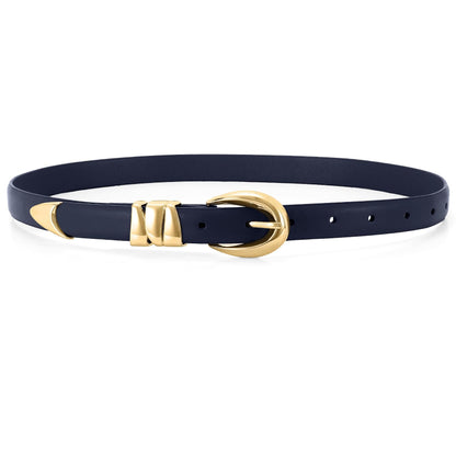 HOTWHIPPY Women Skinny Leather Belt for Jeans Pants Dresses Ladies Fashion Waist Belt with Shiny Gold Buckle