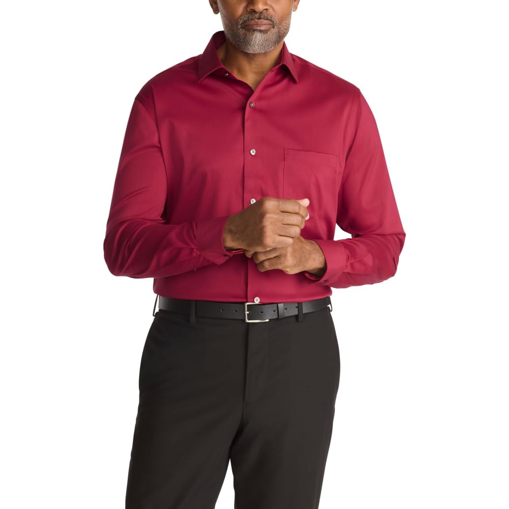 HOTVan Heusen Men's Dress Shirt Regular Fit Ultra Wrinkle Free Flex Collar Stretch Solid