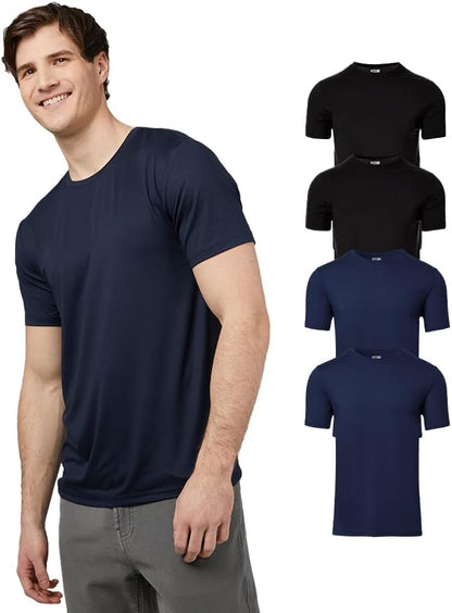 HOT32 Degrees Men's 4 Pack Cool Classic Crewneck T-Shirt, Anti-Odor, Quick Drying, 4-Way Stretch