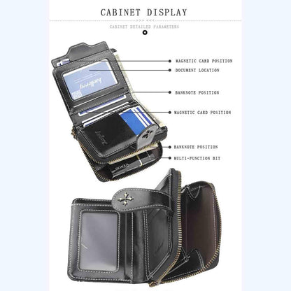 HOTWomen's retro wallet small Y2K credit card bag zipper double fold mini leather aesthetic y2k wallet (Black)