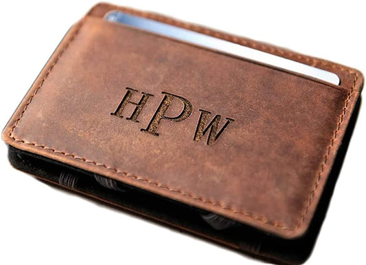 HOTPersonalized Distressed Leather Flip Wallet by Left Coast Original