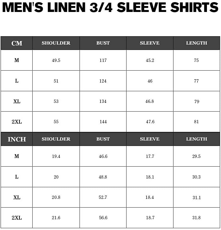 HOTRyannology Mens Linen Shirts Casual Cotton 3/4 Sleeve Regular-Fit Henley T-Shirt Summer Lightweight Beach Yoga Tops