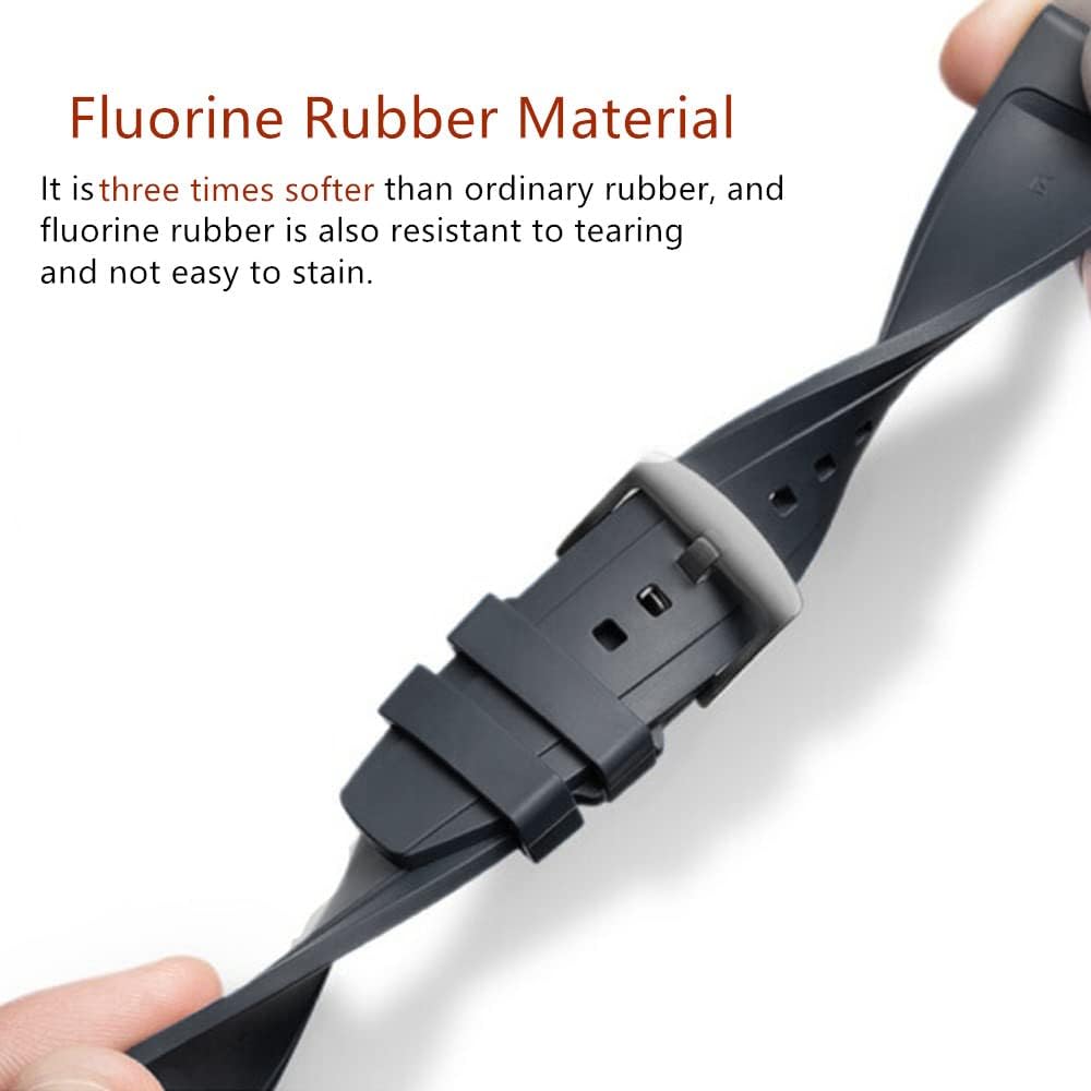 HOTWatch Band Quick Release Fluororubber 19mm 20mm 21mm 22mm Soft Durable Universal FKM Rubber Replacement Band Strap for Men Women