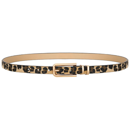 HOTVONMELLI Women Skinny Leather Belt Thin Waist Belt for Women Jeans Dress Fashion Ladies Belt with Gold Buckle
